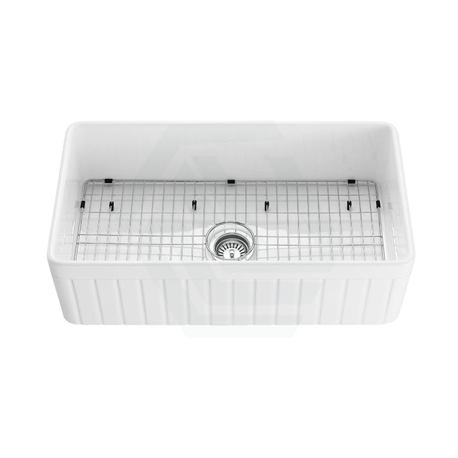 828X450X255Mm Gloss White Greenwich Fireclay Farmhouse Sink Single Bowl Kitchen Laundry Butler Sinks