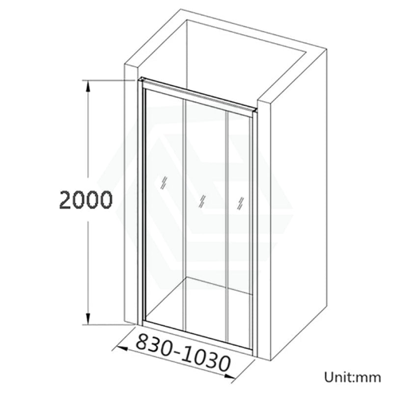 830-1030Mm Wall To Sliding Shower Screen Chrome Framed 3 Panels Doors 6Mm Glass Screens