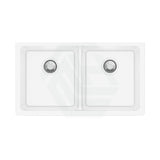 838X476X241mm White Kitchen Laundry Sink Granite Stone Under Mount Double Bowls