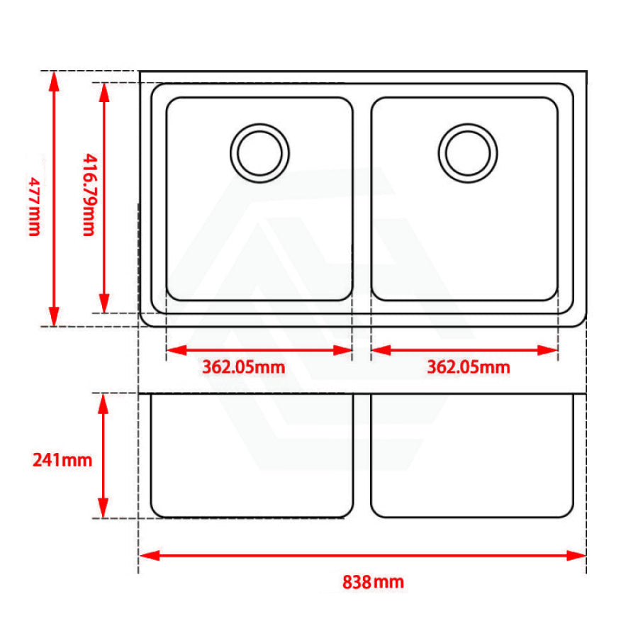 838X476X241mm White Kitchen Laundry Sink Granite Stone Under Mount Double Bowls