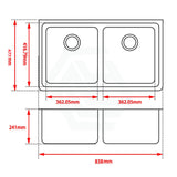 838X476X241mm White Kitchen Laundry Sink Granite Stone Under Mount Double Bowls