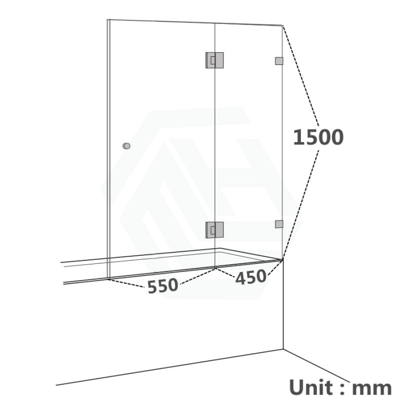 850/1000X1500Mm Fixed & Swing Bathtub Shower Screen 10Mm Tempered Glass Frameless Panel Chrome