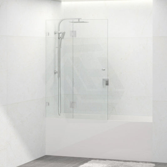Tempered Glass Frameless Bathtub Shower Screen Swing Panel Chrome