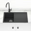860X500X205mm Carysil Black Single Bowl With Drainer Board Granite Kitchen Laundry Sink