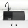 860X500X205mm Carysil Black Single Bowl With Drainer Board Granite Kitchen Laundry Sink