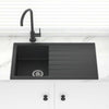 860X500X205Mm Carysil Black Single Bowl With Drainer Board Granite Kitchen Laundry Sink