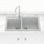 860X500X205mm Carysil Concrete Grey Double Bowl Granite Kitchen Laundry Sink Top/ Flush/ Under Mount