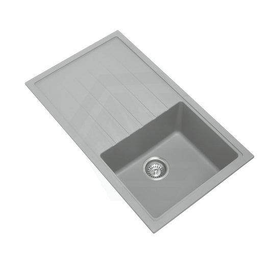 860X500X205Mm Carysil Concrete Grey Single Bowl With Drainer Board Granite Kitchen Laundry Sink