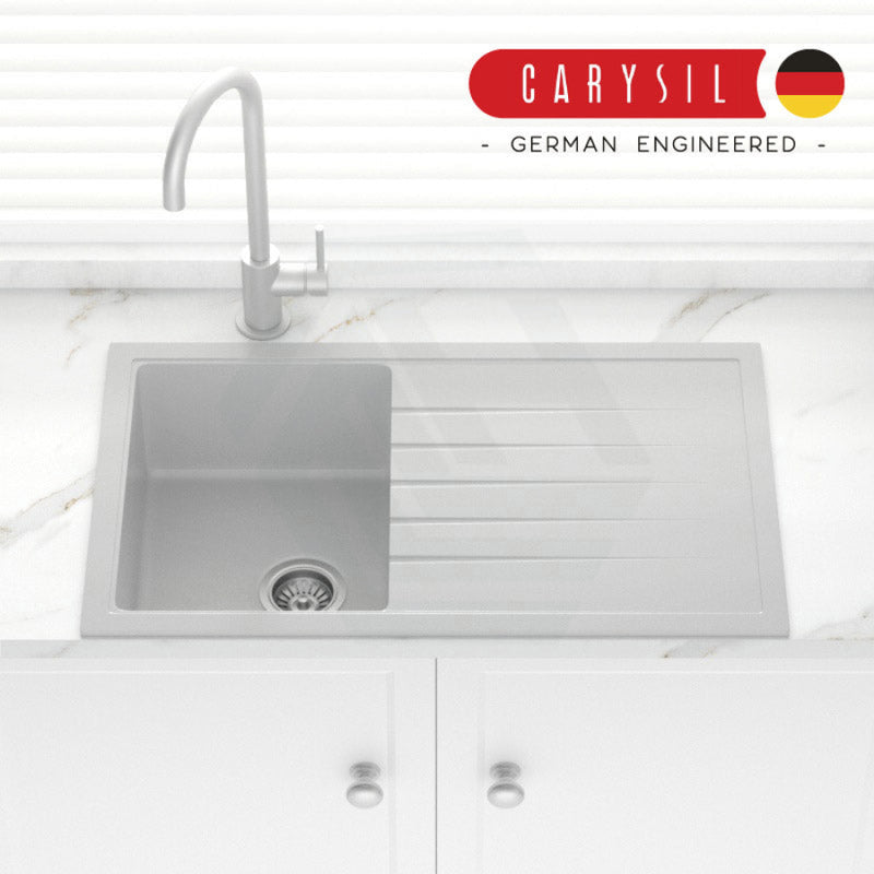 Carysil Granite Kitchen Sink Single Drain Board 860mm Concrete Grey