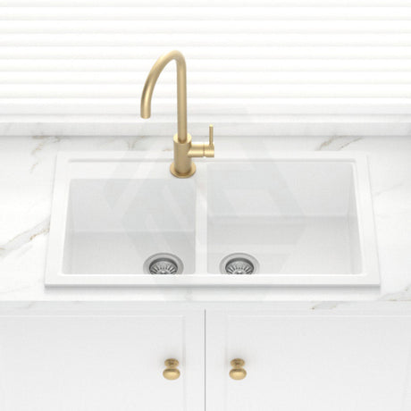 860X500X205mm Carysil White Double Bowl Granite Kitchen Laundry Sink Top/ Flush/ Under Mount Products