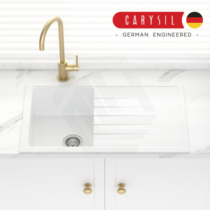Carysil Granite Kitchen Sink Single Drain Board 860mm White