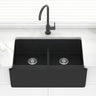 864X540X229mm Black Granite Butler Sink Double Bowls Farmhouse Kitchen Laundry Apron Front Products