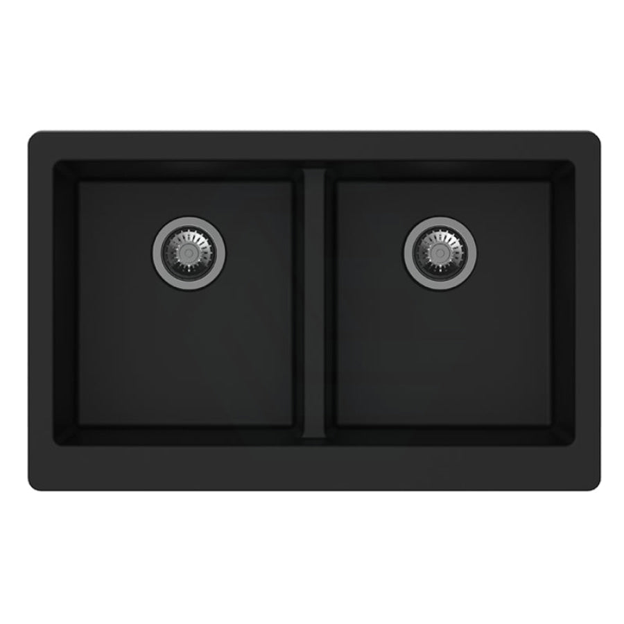 864X540X229mm Black Granite Butler Sink Double Bowls Farmhouse Kitchen Laundry Apron Front Products