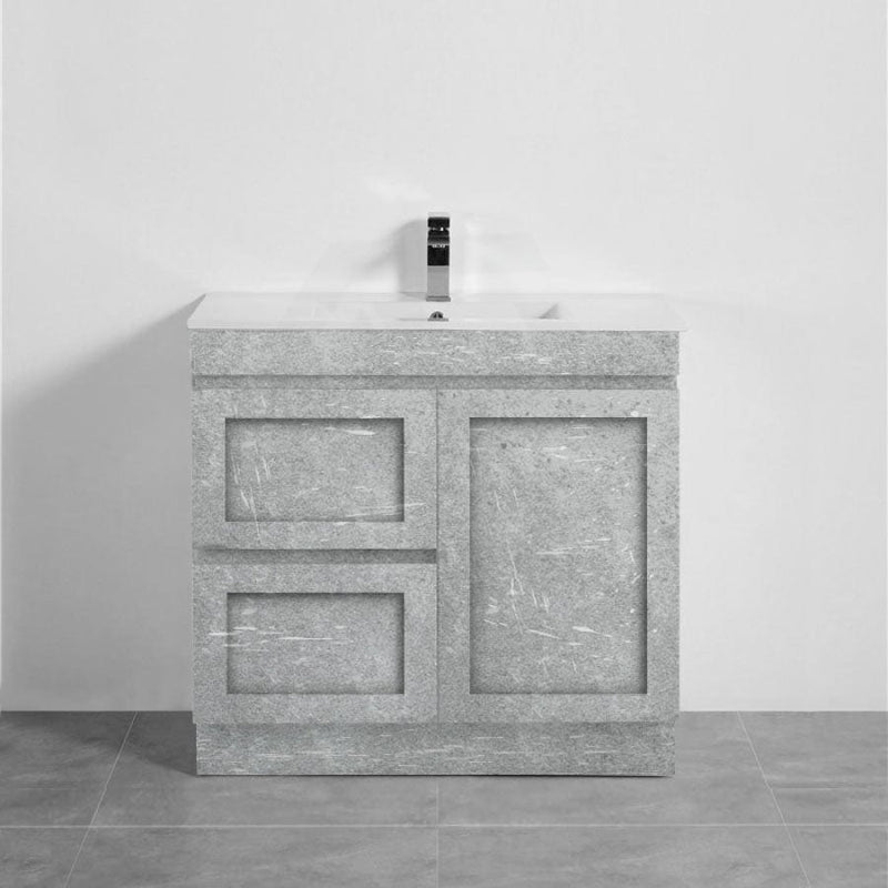 600-1500mm Boston Plywood Freestanding Vanity Concrete Grey with Left/ Right Drawers Kickboard Cabinet ONLY for Bathroom