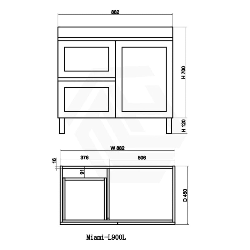 600-1500mm Miami Freestanding with Legs Bathroom Vanity MATT WHITE Shaker Hampton Style Doors Drawers Cabinet