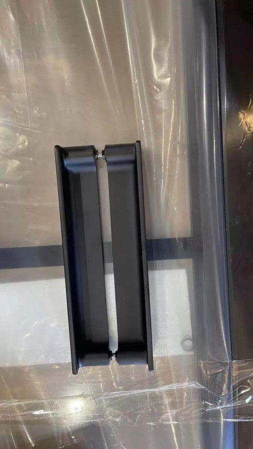 900/1000X1900Mm L Shape Shower Screen Pivot Grid Door With Fixed Return Panel Black Framed 6Mm Glass
