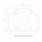 900/1200/1500Mm Hamilton D-Shaped Polished Edge Mirror Glue To Wall Or Hangers Demister Available