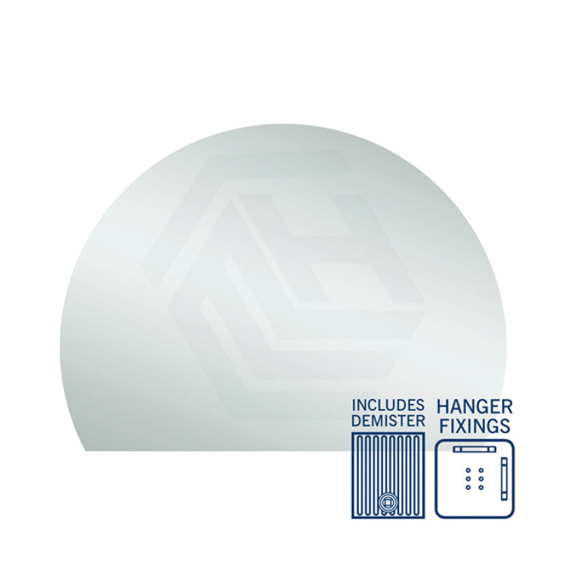 900/1200/1500Mm Hamilton D-Shaped Polished Edge Mirror Glue To Wall Or Hangers Demister Available