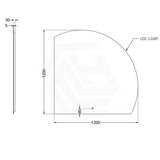 900/1200/1500Mm Roman Corner Led Mirror Sensor Touch Frameless Fan Shaped Square Led Mirrors