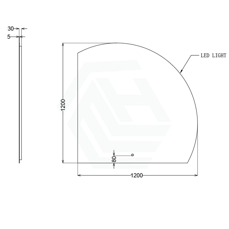 900/1200/1500Mm Roman Corner Led Mirror Sensor Touch Frameless Fan Shaped Square Led Mirrors