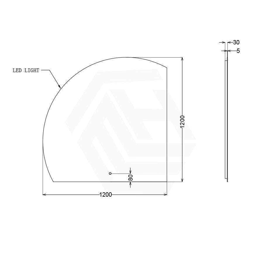 900/1200/1500Mm Roman Corner Led Mirror Sensor Touch Frameless Fan Shaped Square Led Mirrors