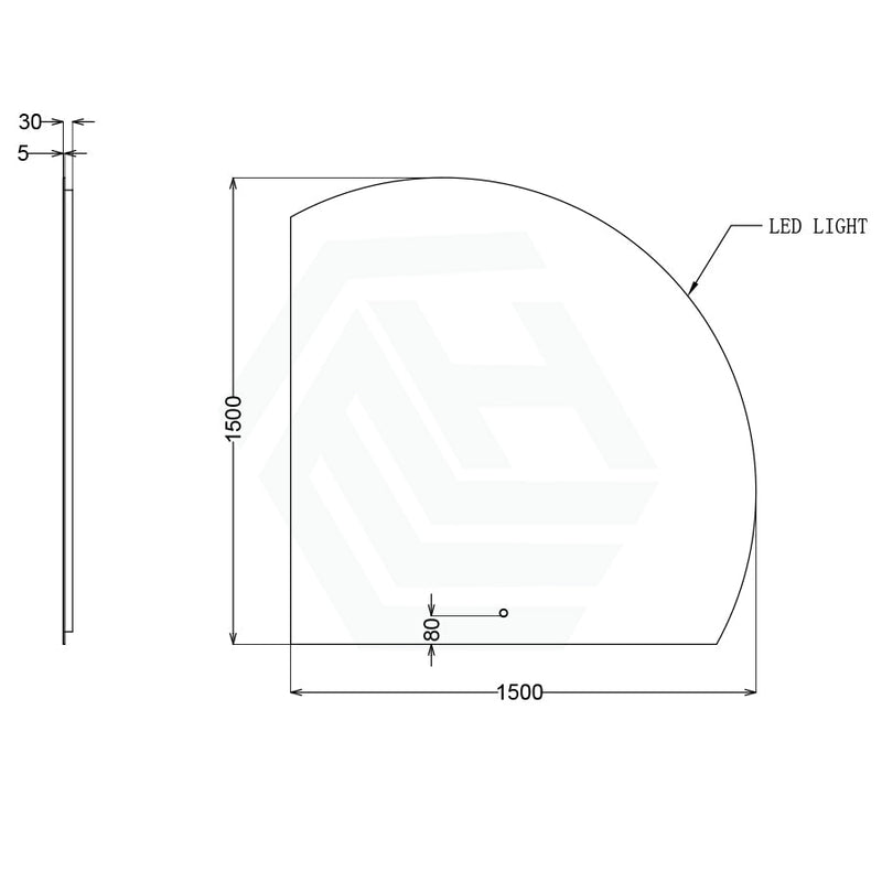 900/1200/1500Mm Roman Corner Led Mirror Sensor Touch Frameless Fan Shaped Square Led Mirrors