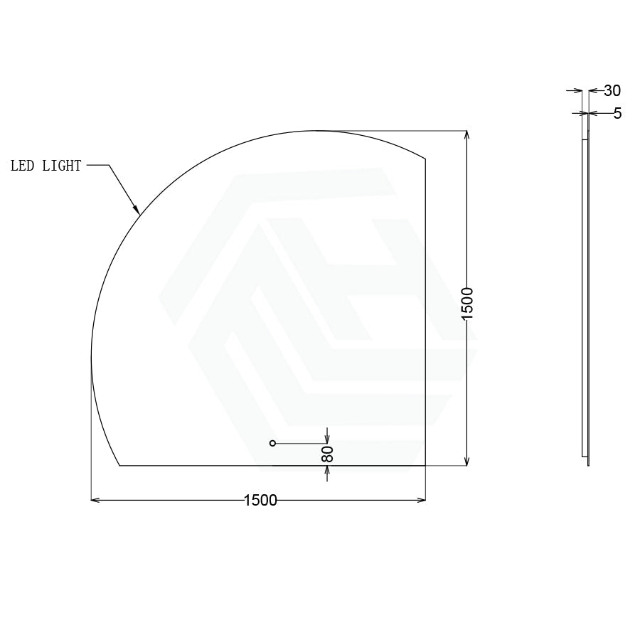 900/1200/1500Mm Roman Corner Led Mirror Sensor Touch Frameless Fan Shaped Square Led Mirrors