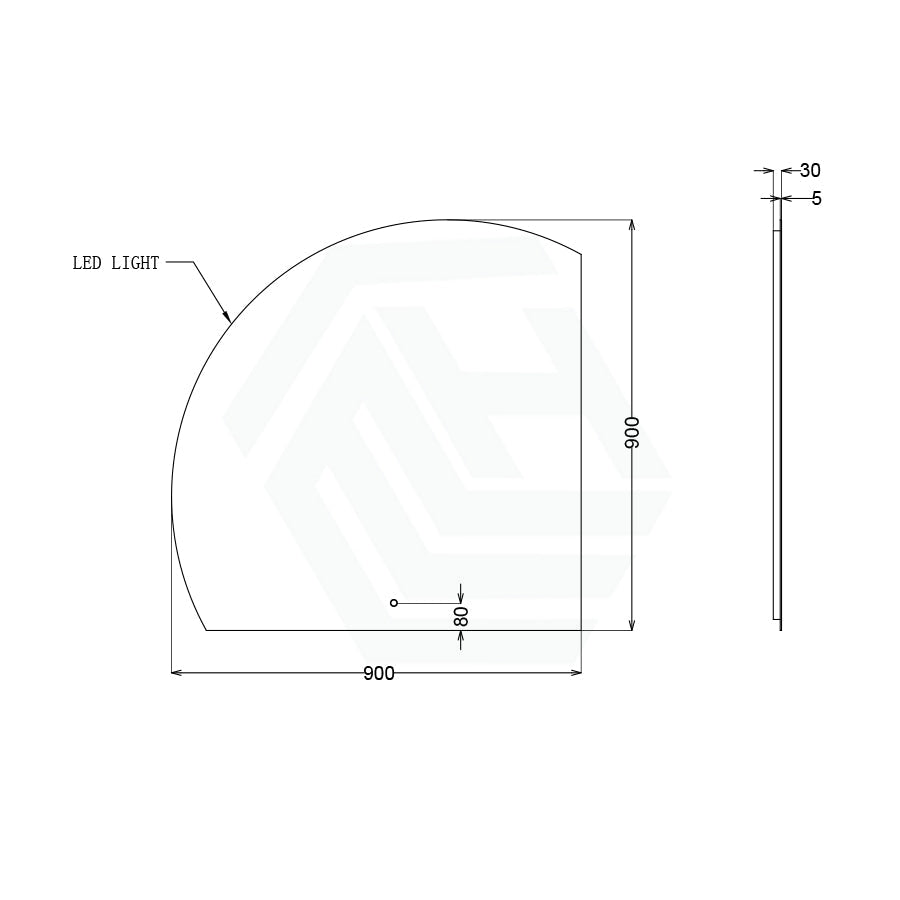 900/1200/1500Mm Roman Corner Led Mirror Sensor Touch Frameless Fan Shaped Square Led Mirrors