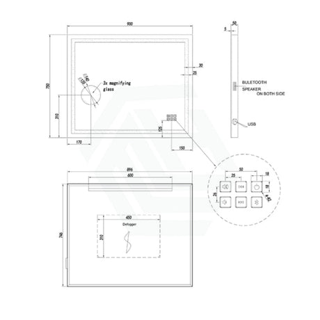 900/1200mm Led Mirror Rectangle Bluetooth Magnifier Led Mirrors