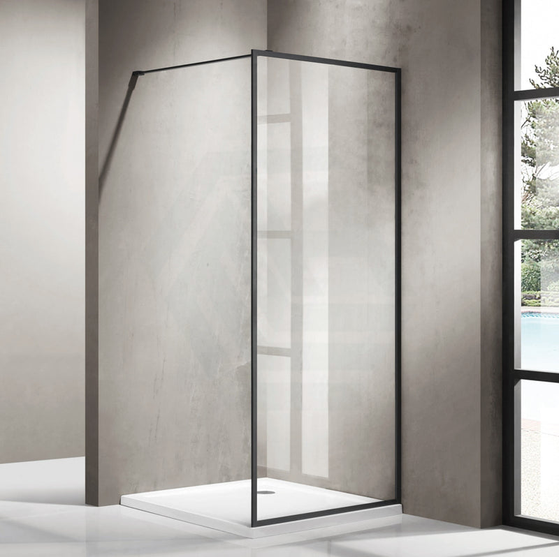 900-1200X2000Mm Black Framed Walk-In Shower Screen Single Door Panel 6Mm Thickness Glass