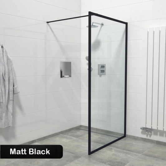 900-1200X2000Mm Black Framed Walk-In Shower Screen Single Door Panel 6Mm Thickness Glass