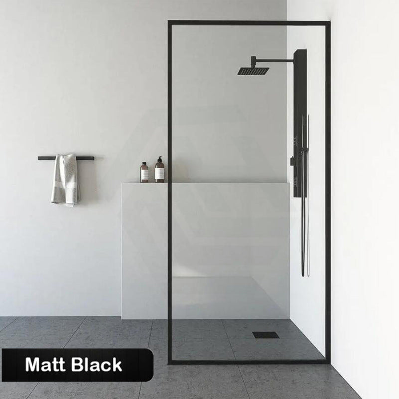 900-1200X2100Mm Black Fully Framed Shower Screen Single Door Fixed Panel Walk-In 10Mm Tempered Glass