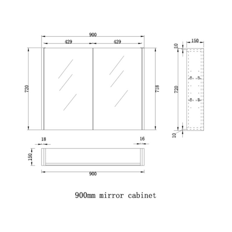 450/600/750/900/1200/1500mm Matt White Pvc Filmed Shaving Cabinet With Copper Free Mirror Wall Hung