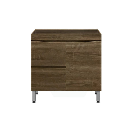 900Mm Freestanding Mdf Curve Edge Vanity Dark Oak Finish Left / Right Drawers Cabinet Only For