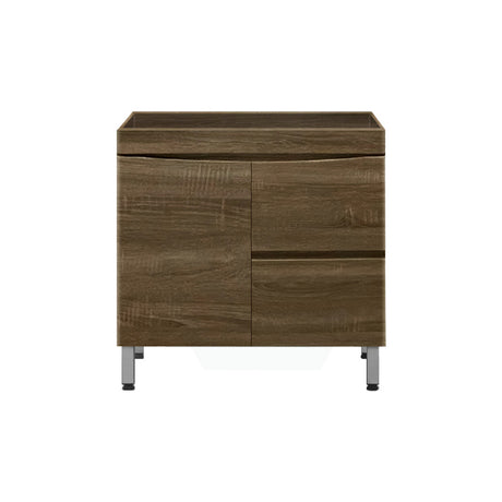 900Mm Freestanding Mdf Curve Edge Vanity Dark Oak Finish Left / Right Drawers Cabinet Only For