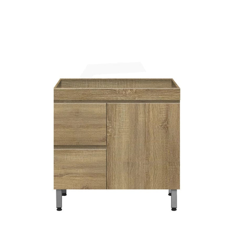 900Mm Freestanding Mdf Vanity Light Oak Finish Left / Right Drawers Cabinet Only For Bathroom Hand