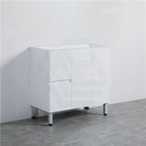 900Mm Freestanding Pvc Vanity With Gloss White Finish Left / Right Drawers Cabinet Only For Bathroom