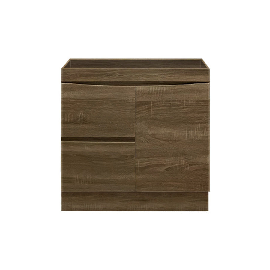 900Mm Freestanding With Kickboard Mdf Curve Edge Vanity Dark Oak Finish Left / Right Drawers Cabinet