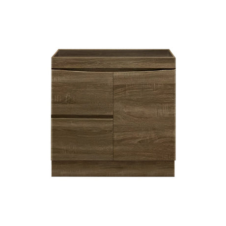900Mm Freestanding With Kickboard Mdf Curve Edge Vanity Dark Oak Finish Left / Right Drawers Cabinet