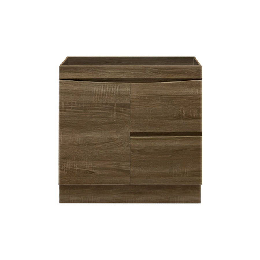 900Mm Freestanding With Kickboard Mdf Curve Edge Vanity Dark Oak Finish Left / Right Drawers Cabinet