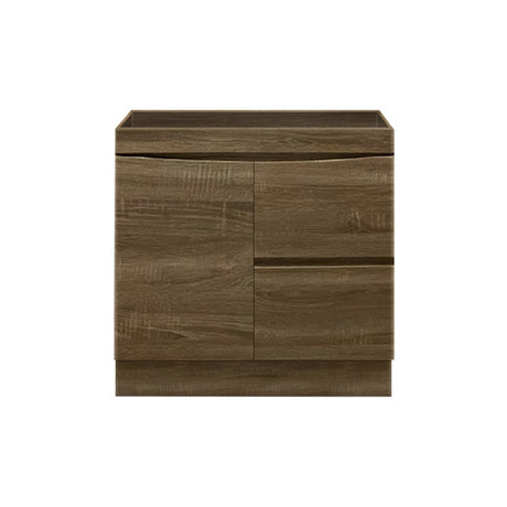 900Mm Freestanding With Kickboard Mdf Curve Edge Vanity Dark Oak Finish Left / Right Drawers Cabinet