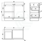 900Mm Freestanding With Kickboard Mdf Curve Edge Vanity Dark Oak Finish Left / Right Drawers Cabinet