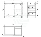 900Mm Freestanding With Kickboard Mdf Curve Edge Vanity Dark Oak Finish Left / Right Drawers Cabinet