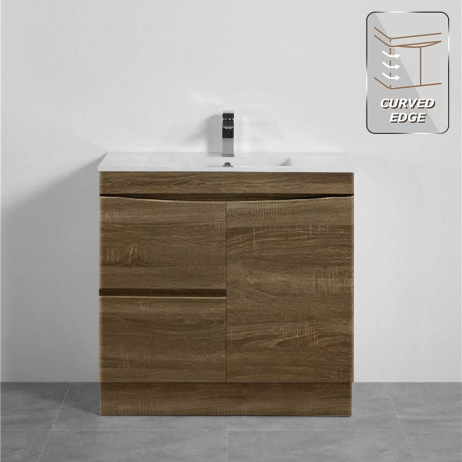 900mm Kickboard Curve Edge Vanity Cabinet Dark Oak