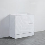 900Mm Pvc Vanity With Gloss White Finish Left / Right Drawers Kickboard Freestanding Cabinet Only
