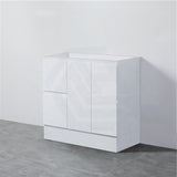 900Mm Pvc Vanity With Gloss White Finish Left / Right Drawers Kickboard Freestanding Cabinet Only
