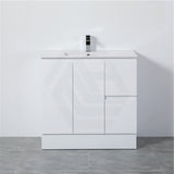 900Mm Pvc Vanity With Gloss White Finish Left / Right Drawers Kickboard Freestanding Cabinet Only