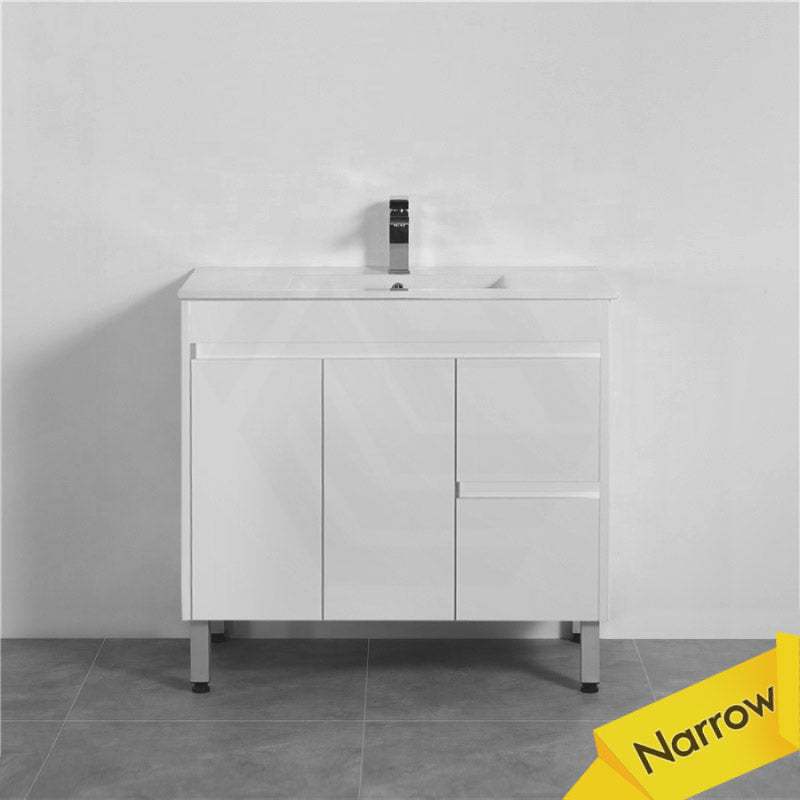 900X360X860Mm Narrow Bathroom Vanity Freestanding Left / Right Side Drawers White Pvc Cabinet Only &