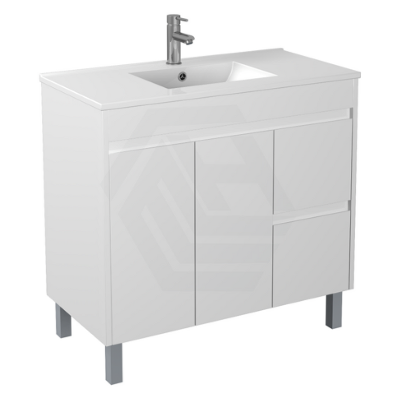 900X360X860Mm Narrow Bathroom Vanity Freestanding Left / Right Side Drawers White Pvc Cabinet Only &