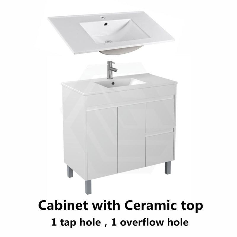 900X360X860Mm Narrow Bathroom Vanity Freestanding Right Side Drawers White Pvc Cabinet Only &